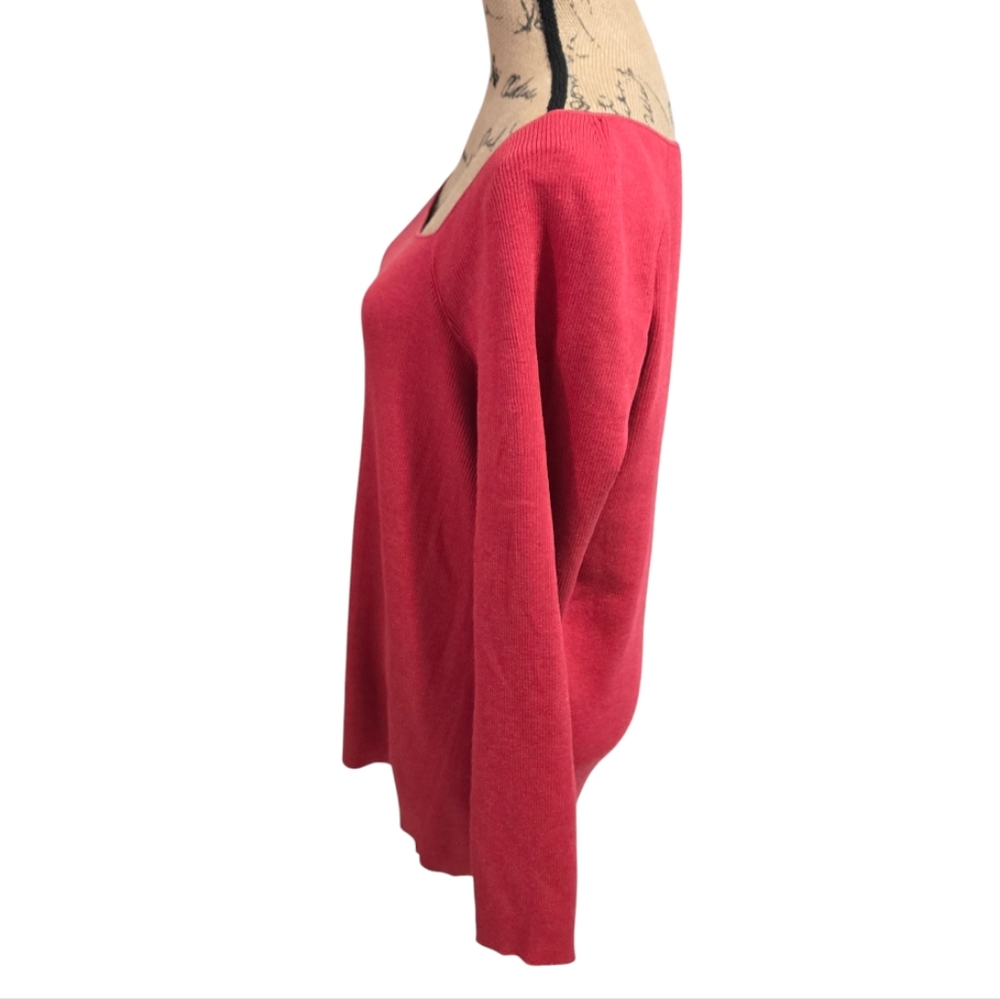 Lafayette 148 Salsa Melange Scoop Neck Silk Ribbed Sweater‎ Plus Size XXL NEW - Picture 3 of 7
